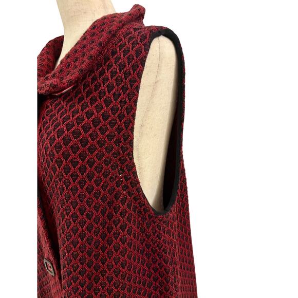 Habitat Women’s Medium Red Black Sleeveless Knit Sweater Vest Button Front - Picture 5 of 13
